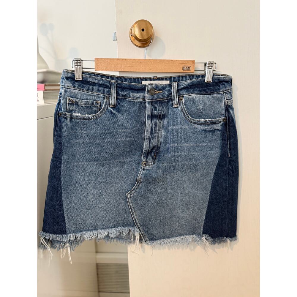 Hidden Denim Patchwork Mini Skirt‎ Frayed Hem Y2K Street Style ✨